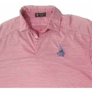 Robert Trent Jones Golf Polo Shirt Men's L Pink Ombre Silver Lakes Embroidered